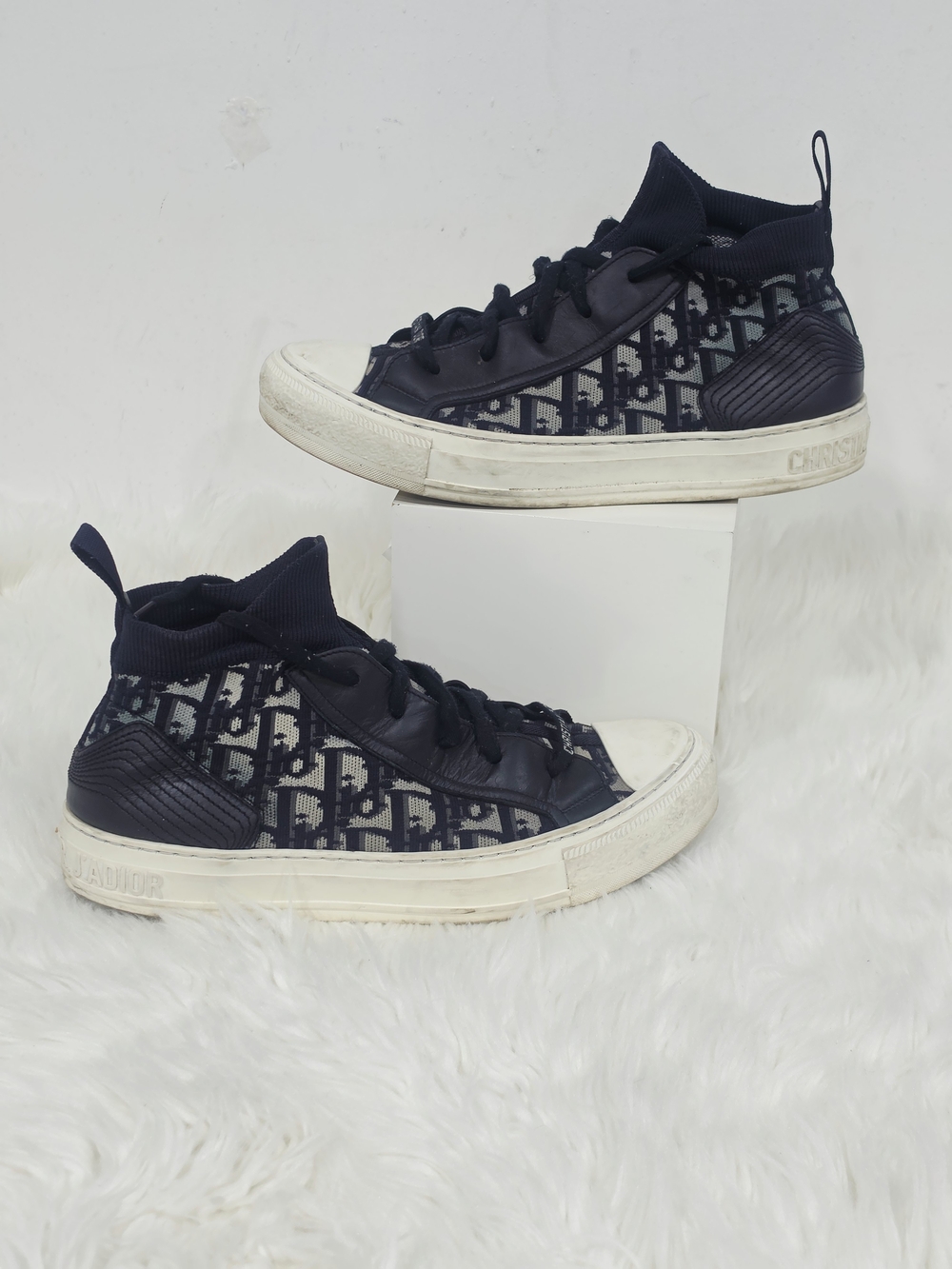 Christian Dior B23 Oblique High Top Sneakers Men's EU 40 Navy
